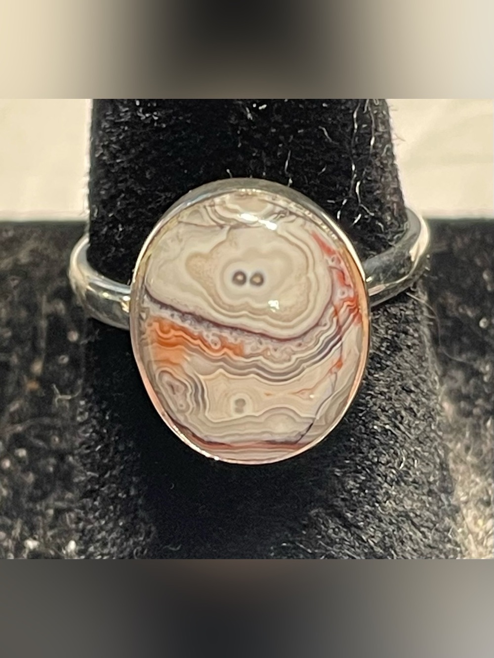 Crazy lace agate ring
